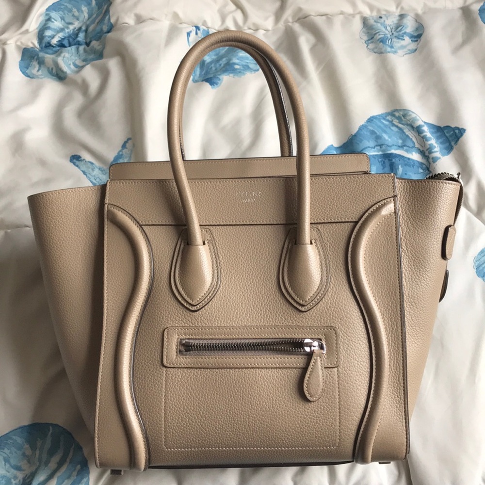CELINE MICRO luggage tote drummed DUNE/TAUPE 😍